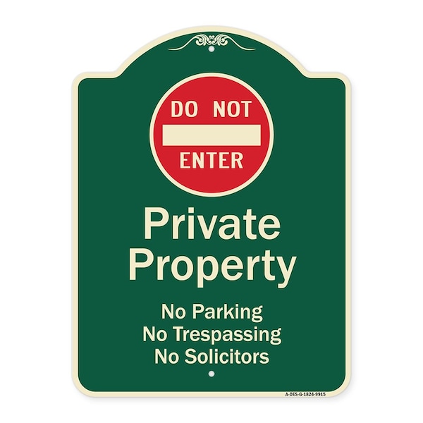 Signmission Designer Series-Private Property No Parking Trespassing Or Solicitors W/ Do, 24" x 18", G-1824-9915 A-DES-G-1824-9915 - main